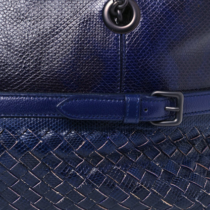 Bottega Veneta Ayers Intrecciato Chain Shoulder Bag Blue 7 of 12