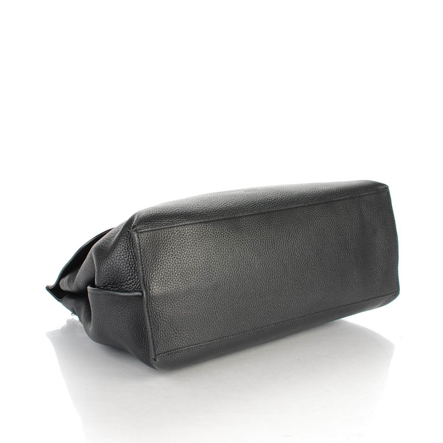 Pebbled Calfskin Large Bamboo Daily Top Handle Bag Black