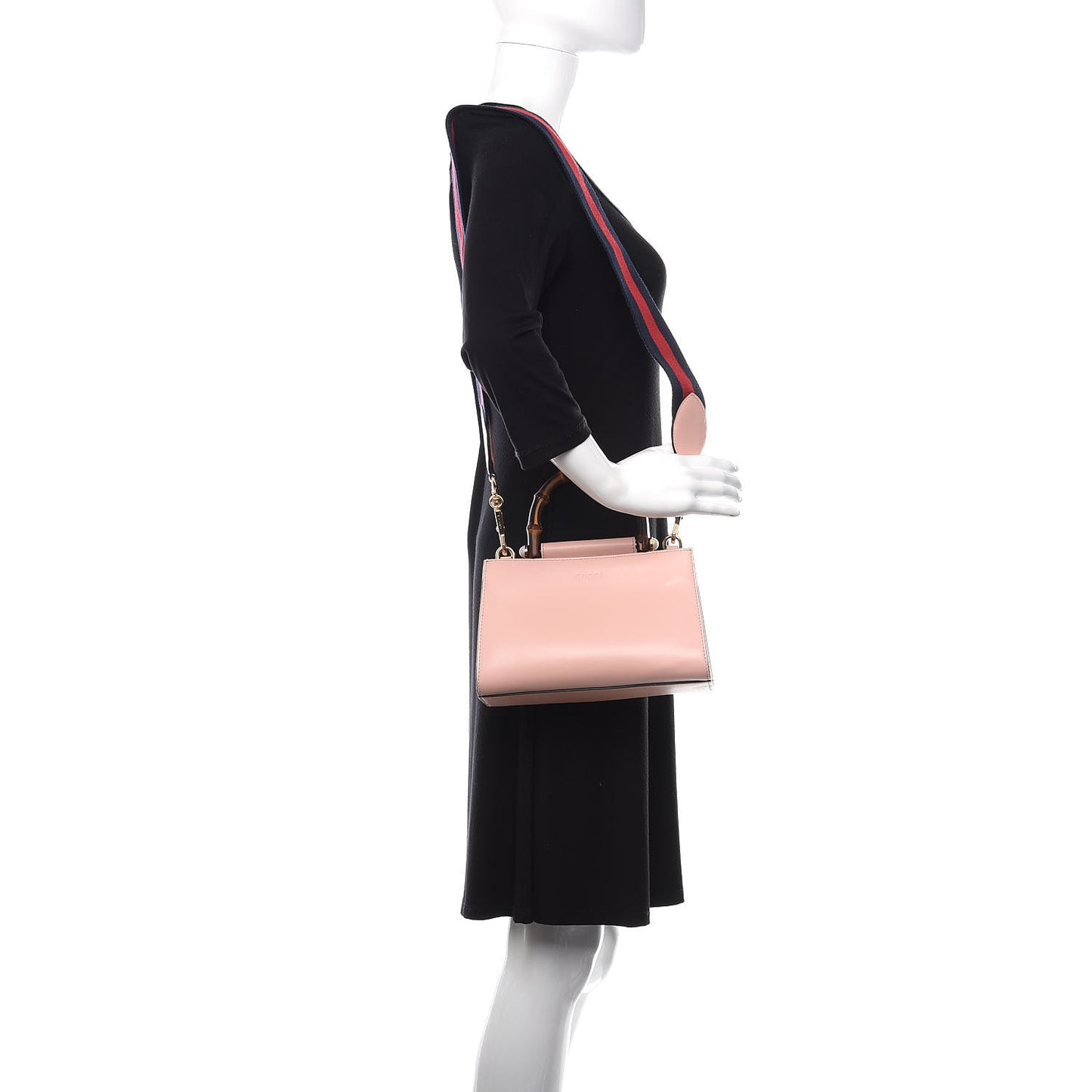 Nappa Bamboo Web Mini Nymphaea Top Handle Bag Perfect Pink Mystic White