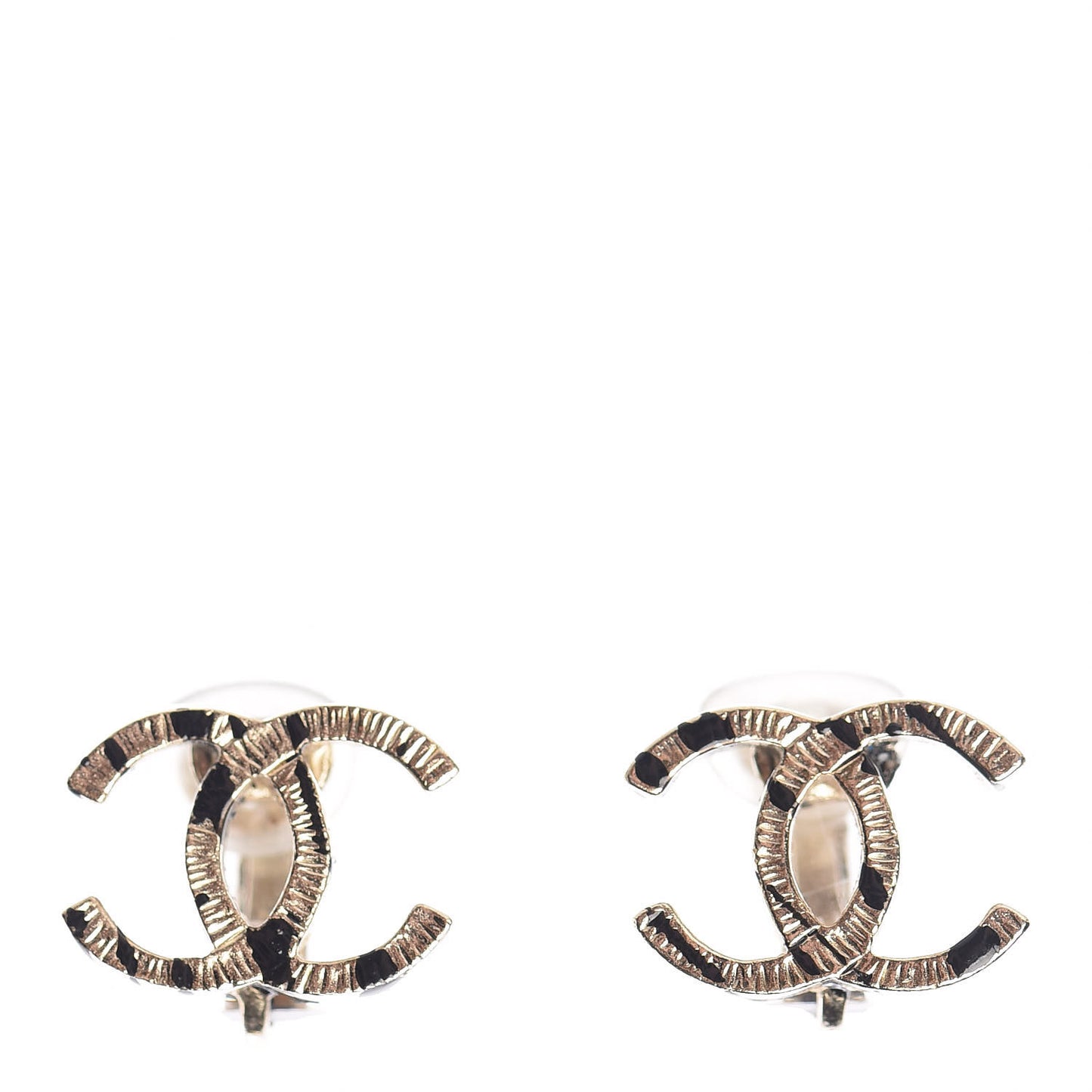 CC Clip On Earrings Gold Black