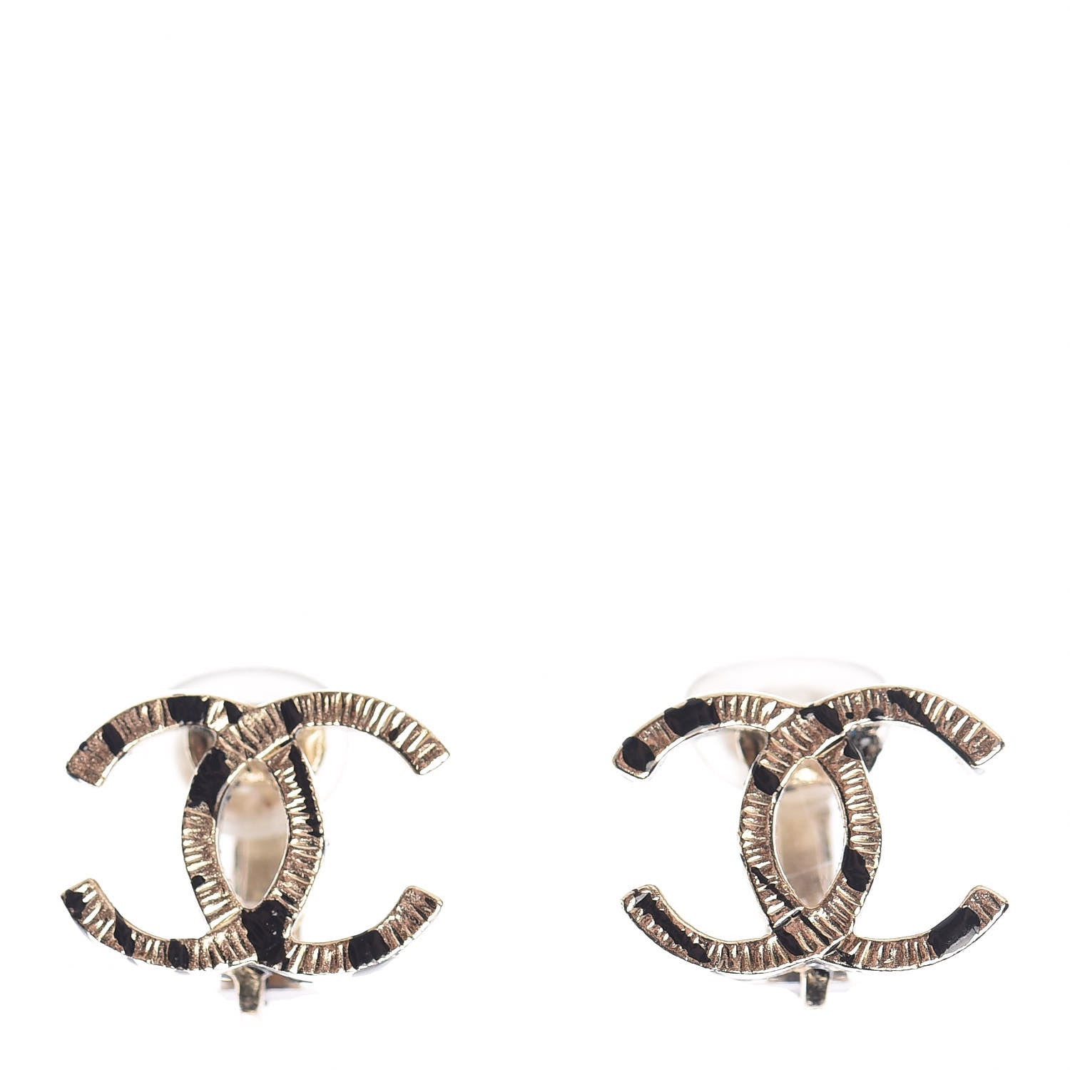 Chanel CC Clip On Earrings Gold Black 1 of 4