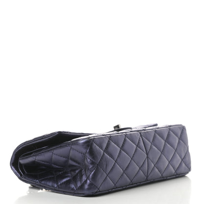 Chanel Metallic Aged Calfskin Quilted 2.55 Reissue 226 Flap Dark Navy Blue 4 of 12