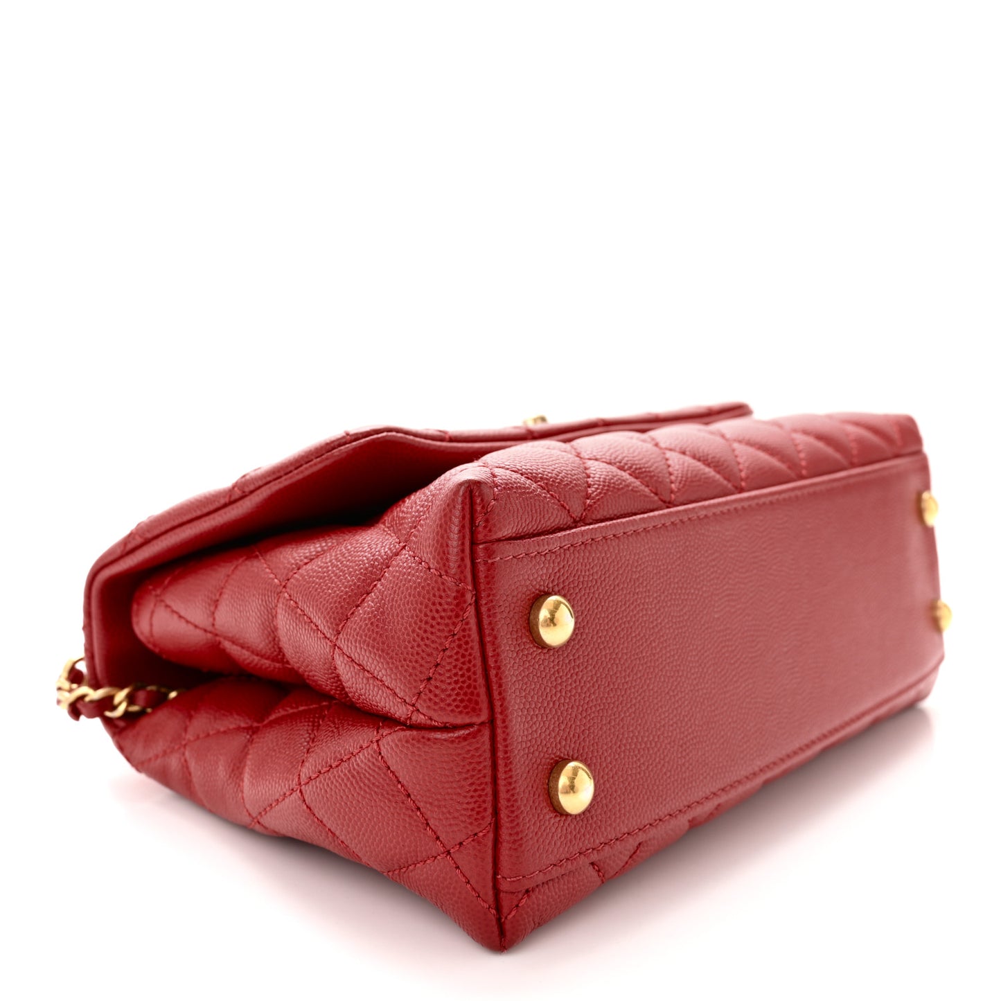 Caviar Quilted Mini Coco Handle Flap Red