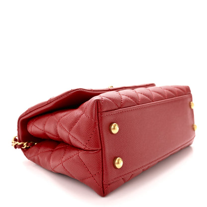 Chanel Caviar Quilted Mini Coco Handle Flap Red 4 of 10