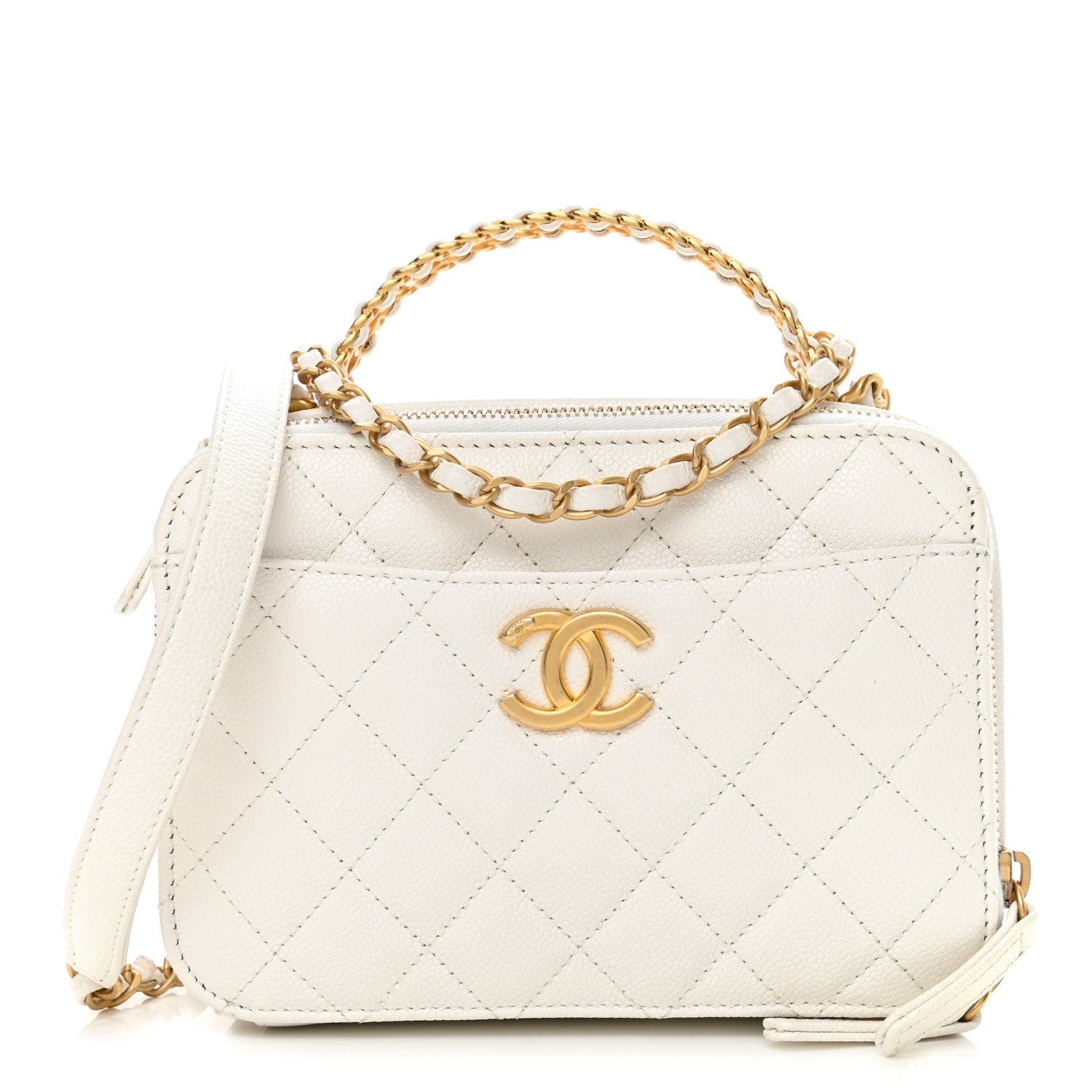 Chanel Caviar Quilted Small Pick Me Up Vanity Case White 1 of 10