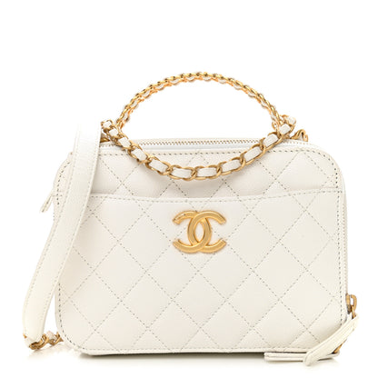 Chanel Caviar Quilted Small Pick Me Up Vanity Case White 1 of 10