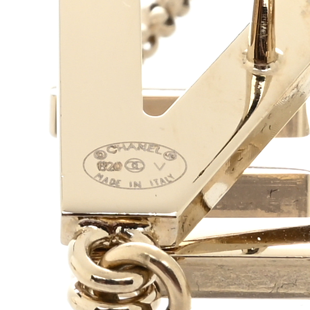 Metal Cha-Nel Logo Drop Earrings Gold