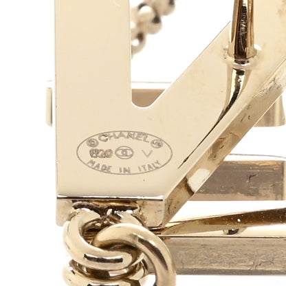 Chanel Metal Cha-Nel Logo Drop Earrings Gold 4 of 4