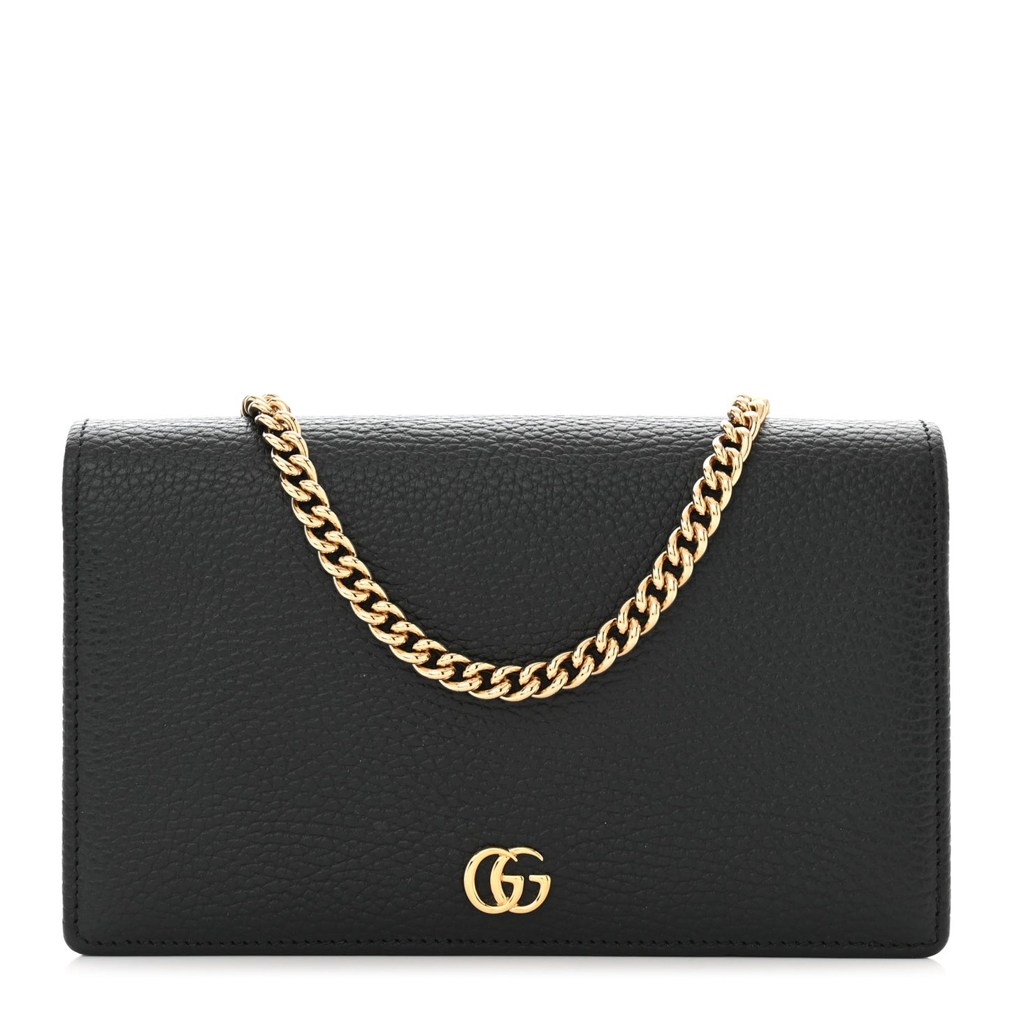 Calfskin Mini GG Marmont Chain Wallet Black