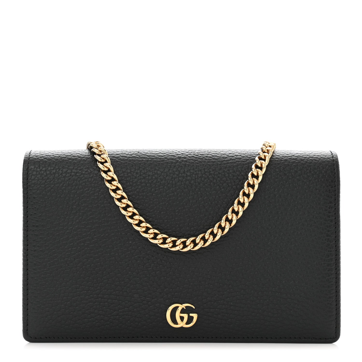 Gucci Calfskin Mini GG Marmont Chain Wallet Black 1 of 9