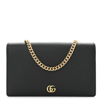 Gucci Calfskin Mini GG Marmont Chain Wallet Black 1 of 9