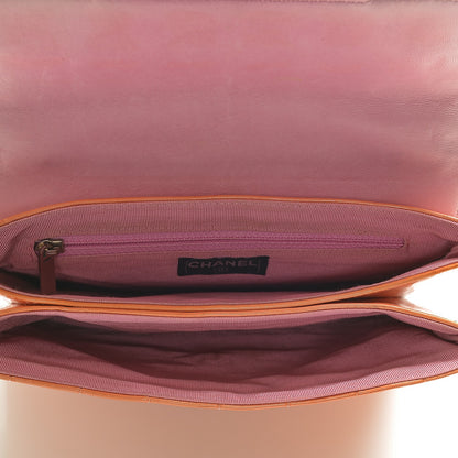 Chanel Patent Square Stitched Keyboard Flap Clutch Orange 5 of 7