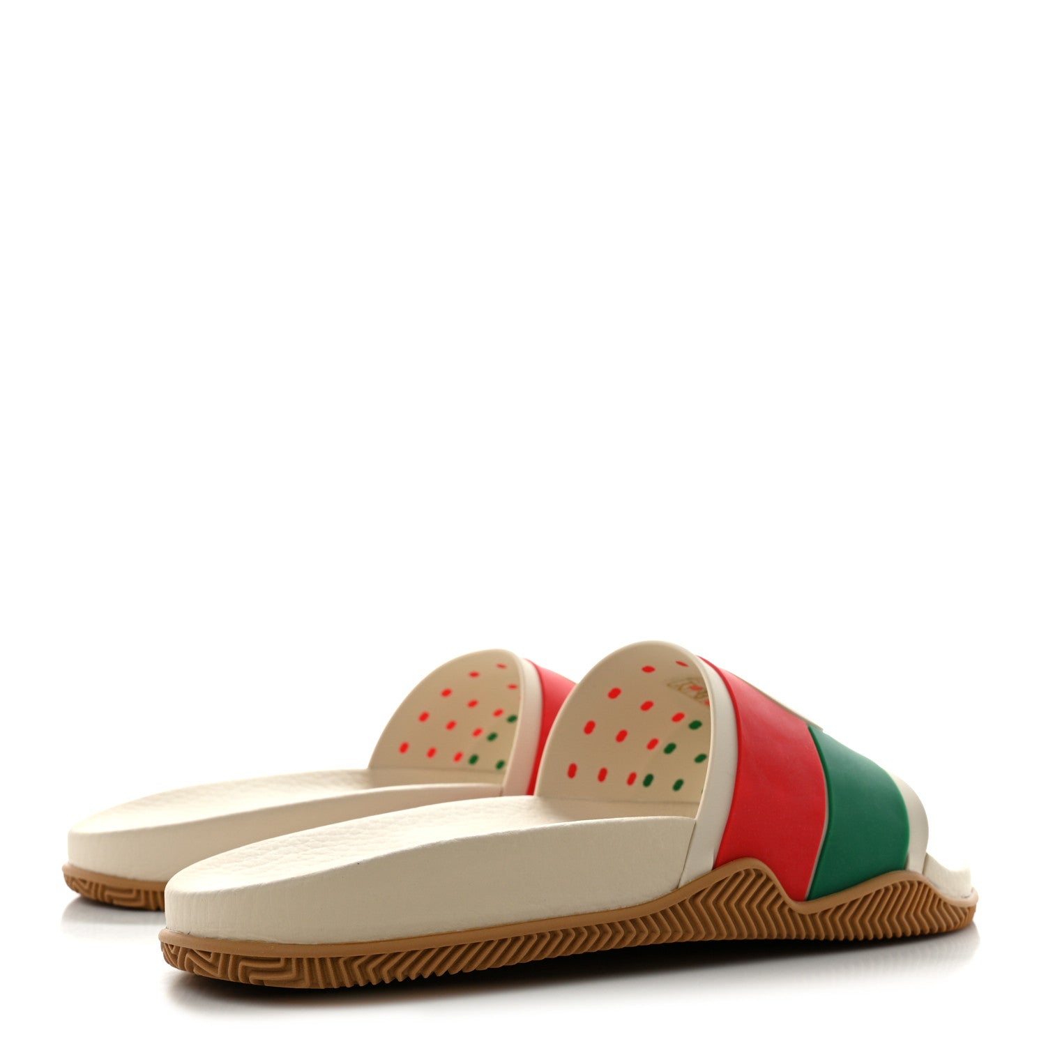 Gucci Rubber Web Womens Interlocking G Slide Sandals 39 Mystic White Green Red 4 of 9