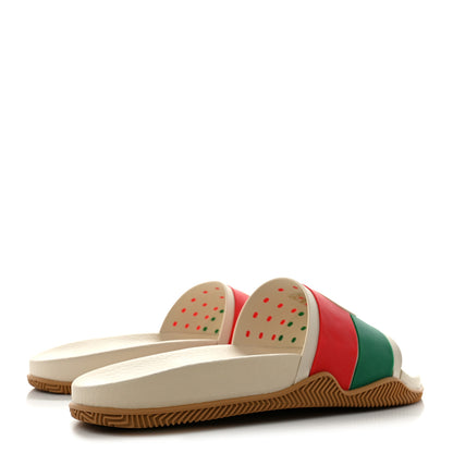 Gucci Rubber Web Womens Interlocking G Slide Sandals 39 Mystic White Green Red 4 of 9