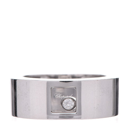 Chopard 18K White Gold Happy Diamond Square Band Ring 54 6.75 1 of 5