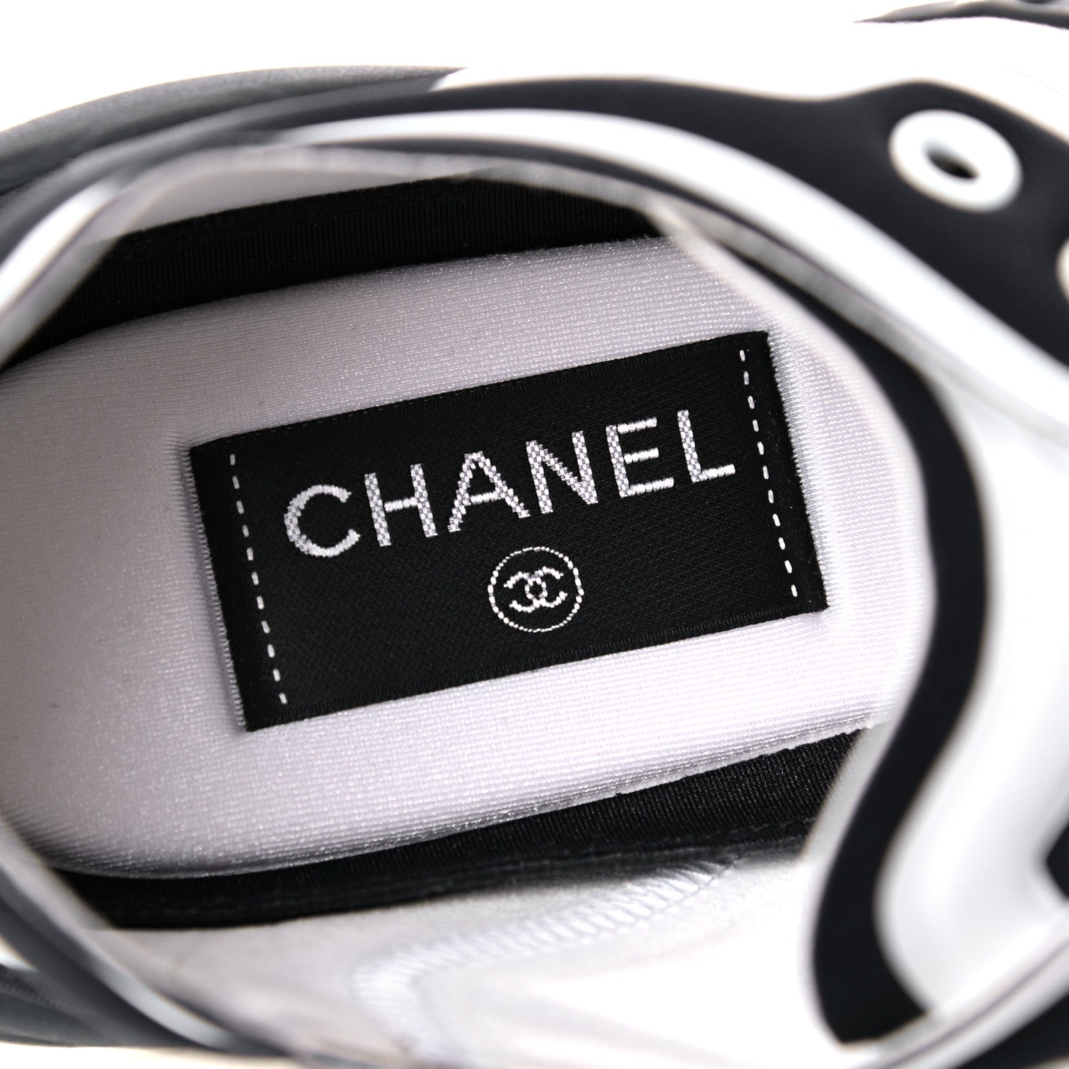 Chanel Lycra Womens CC Sneakers 39.5 White Black 8 of 12