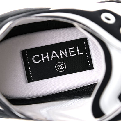 Chanel Lycra Womens CC Sneakers 39.5 White Black 8 of 12