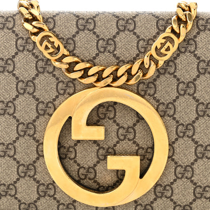 Gucci GG Supreme Monogram Textured Dollar Calfskin Blondie Chain Shoulder Flap Bag Beige Ebony New Acero 8 of 10
