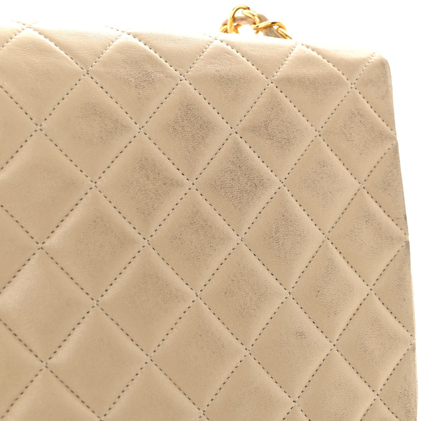 Lambskin Quilted Small Single Flap Beige