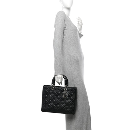 Christian Dior Lambskin Cannage Large Lady Dior Black 2 of 10