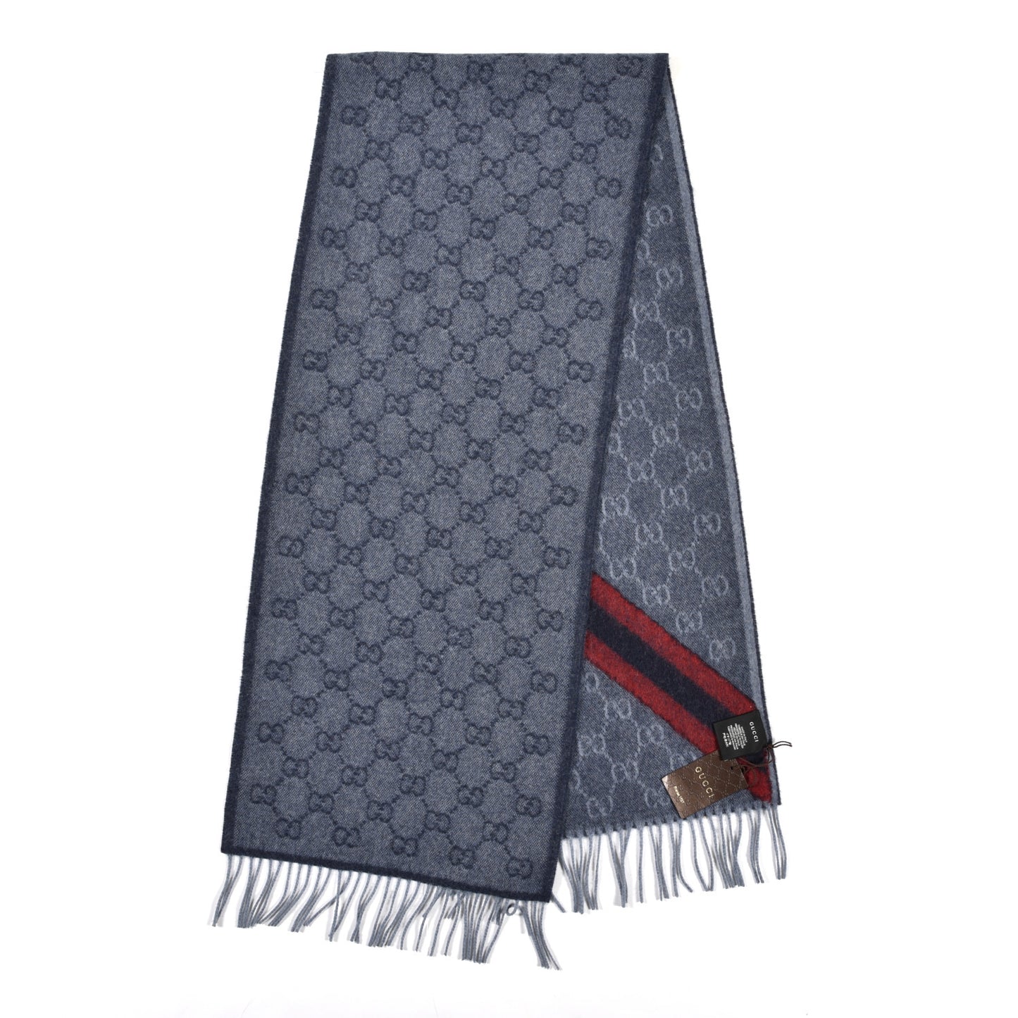 Wool Alpaca Monogram Web New Nikky Scarf Midnight Blue