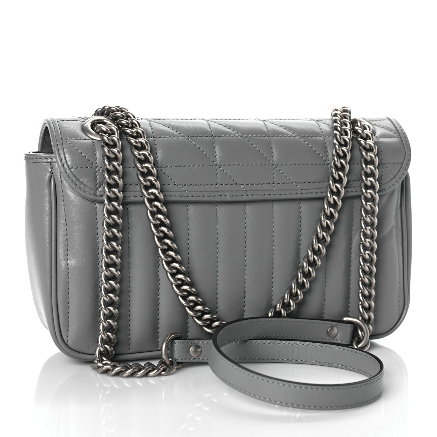 Calfskin Matelasse Aria Small GG Marmont Shoulder Bag Deep Grey
