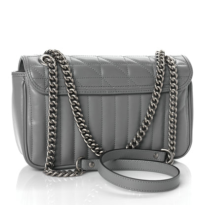 Gucci Calfskin Matelasse Aria Small GG Marmont Shoulder Bag Deep Grey 3 of 10