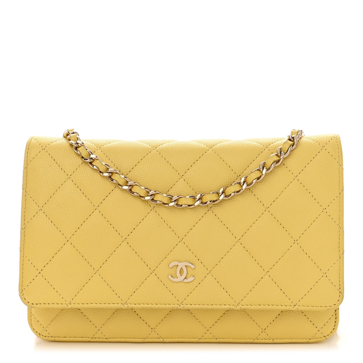 Caviar Quilted Wallet on Chain WOC Yellow