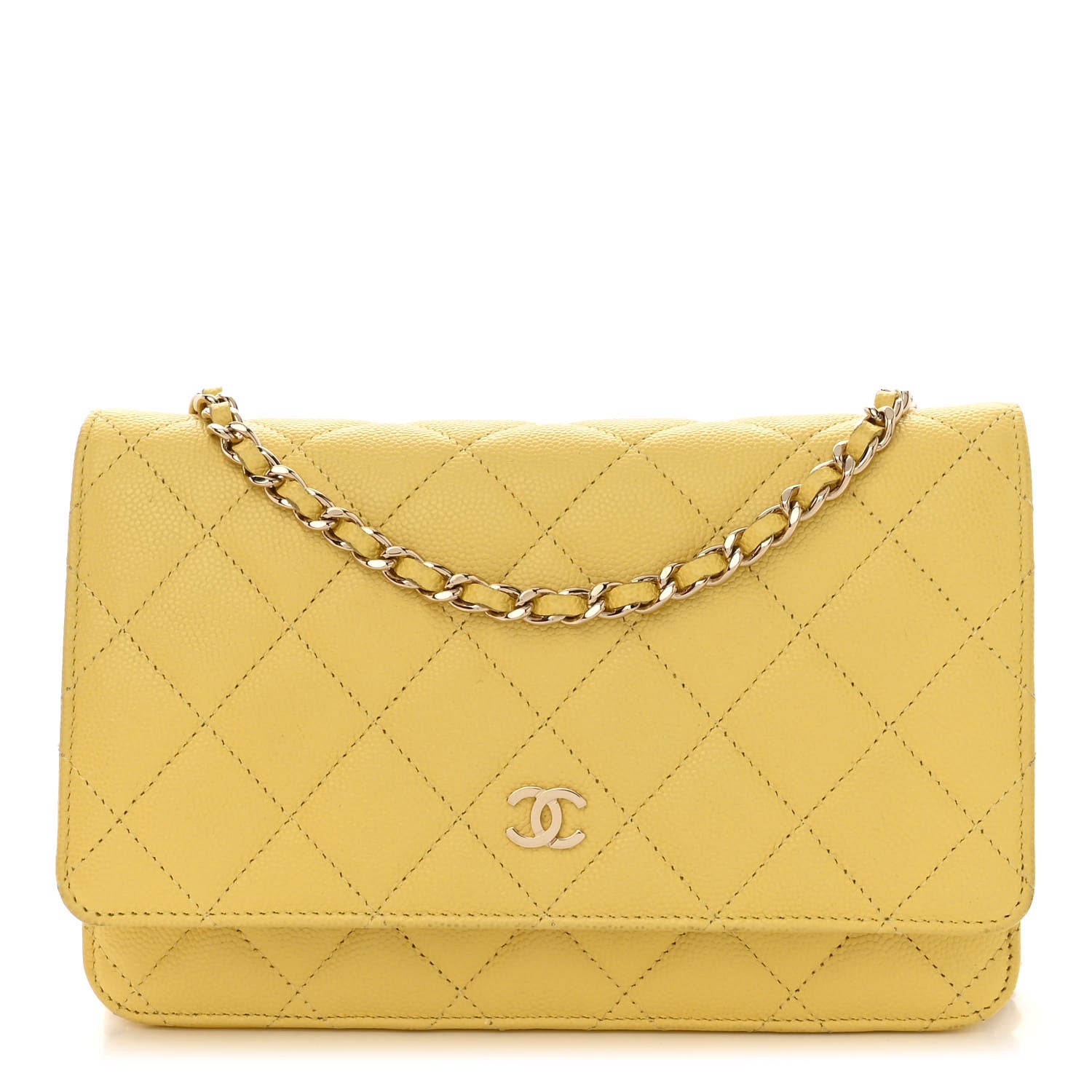 Chanel Caviar Quilted Wallet on Chain WOC Yellow 1 of 13