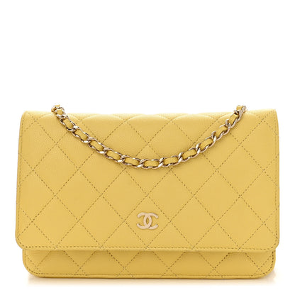 Chanel Caviar Quilted Wallet on Chain WOC Yellow 1 of 13