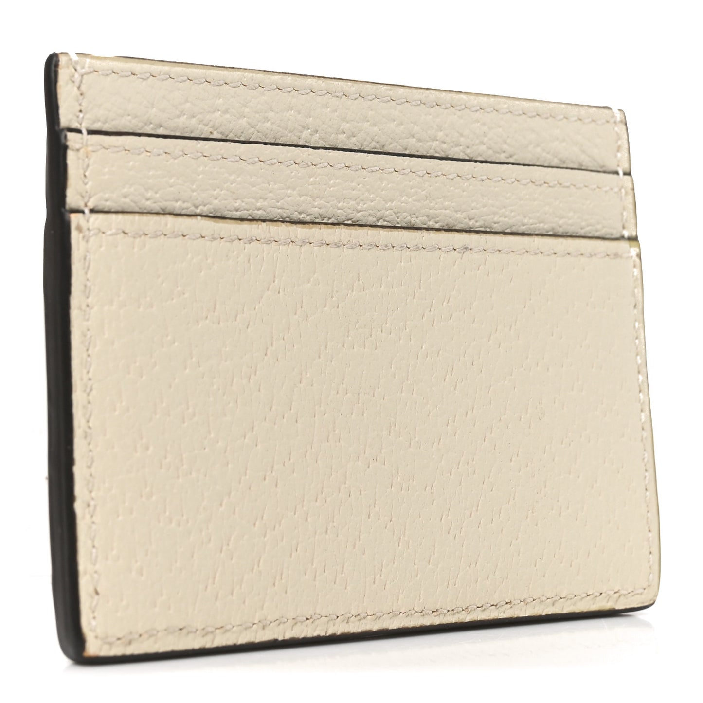 Textured Calfskin Web Ophidia Card Holder Mystic White