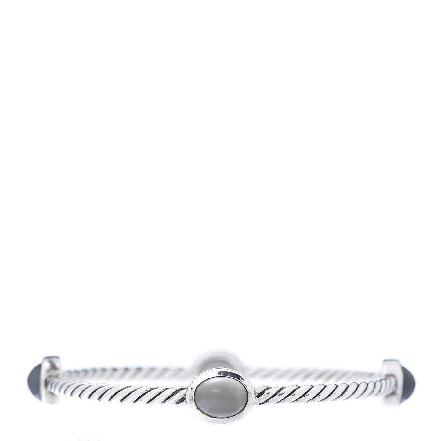 Sterling Silver Moonstone 3mm 4 Station Bangle Bracelet