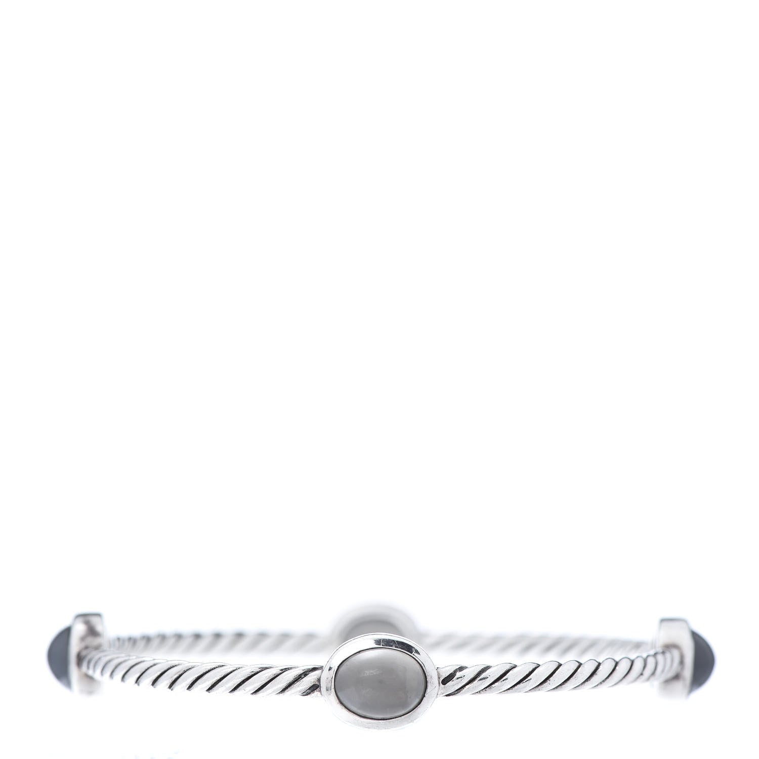 David Yurman Sterling Silver Moonstone 3mm 4 Station Bangle Bracelet 3 of 7
