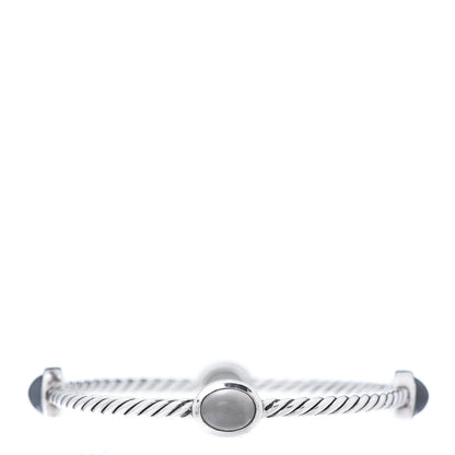 David Yurman Sterling Silver Moonstone 3mm 4 Station Bangle Bracelet 3 of 7
