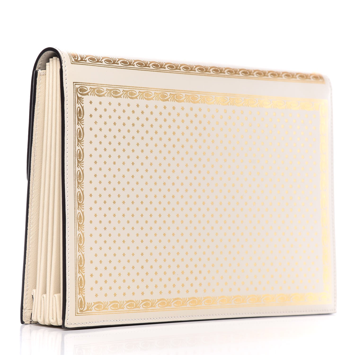 Gucci X SEGA Calfskin GUCCY Stars Portfolio Bag Mystic White Gold 3 of 11