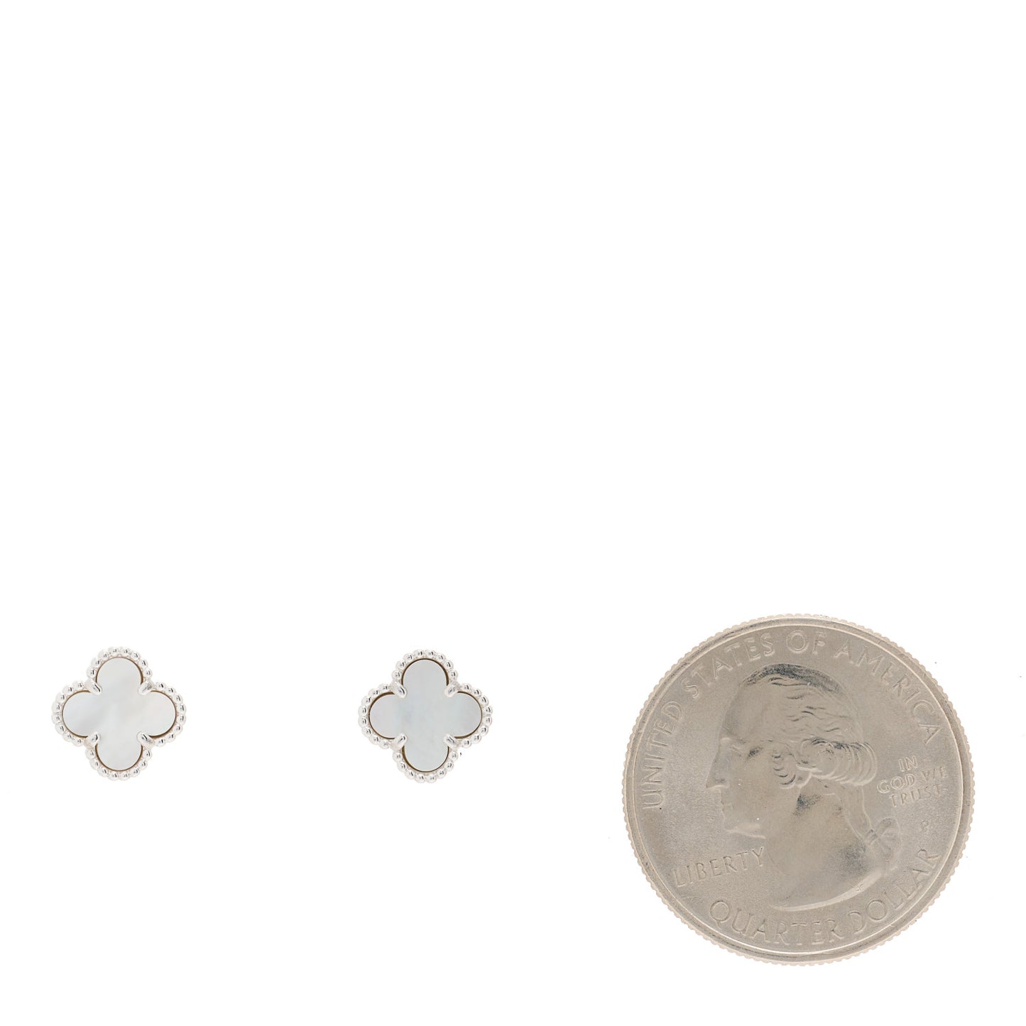 18K White Gold Mother of Pearl Sweet Alhambra Earrings
