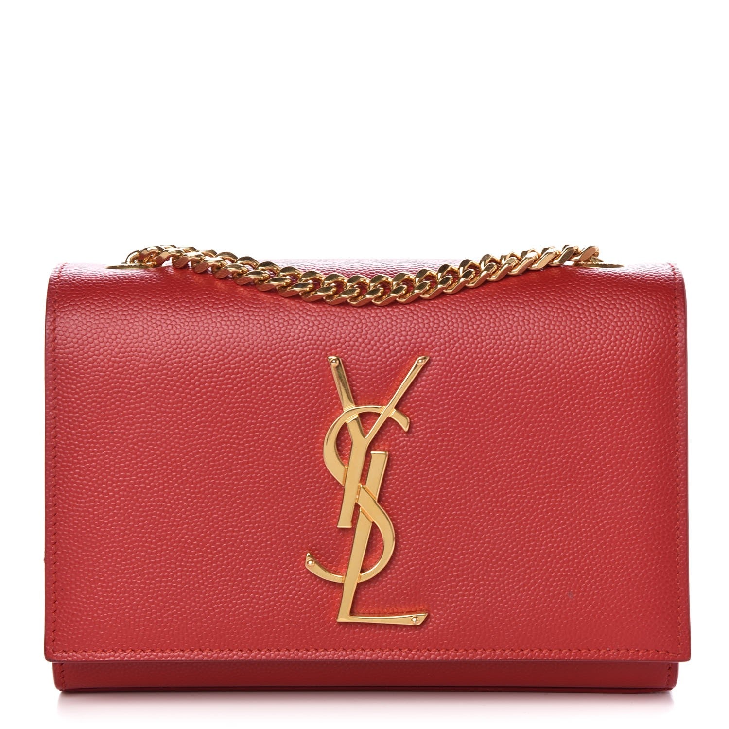 Saint Laurent Grain De Poudre Small Monogram Kate Satchel Red 1 of 6