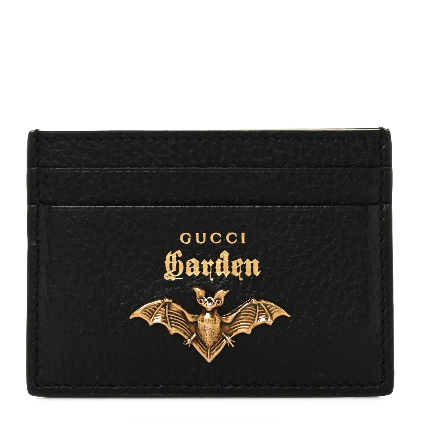 Calfskin Garden Bat Card Holder Black