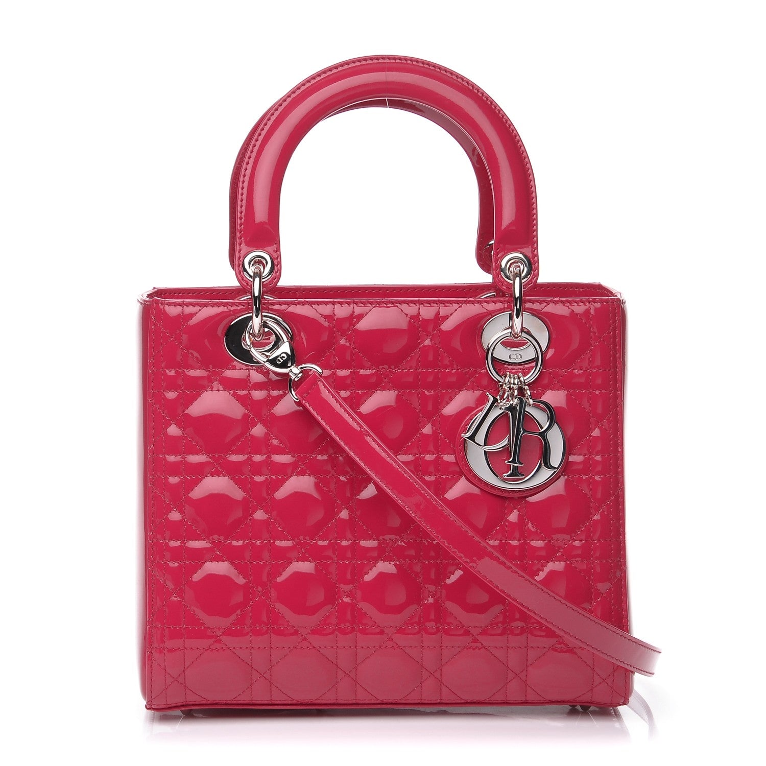 Christian Dior Patent Cannage Medium Lady Dior Fuchsia 1 of 8