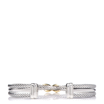 David Yurman Sterling Silver 18K Yellow Gold 7mm Crossover X Bracelet 3 of 5