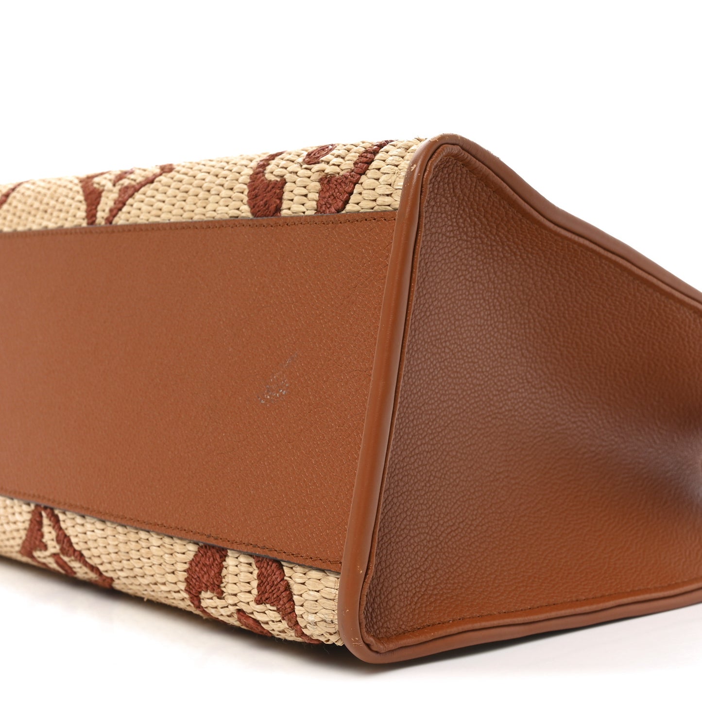 Raffia Calfskin Monogram Giant Onthego MM Tan