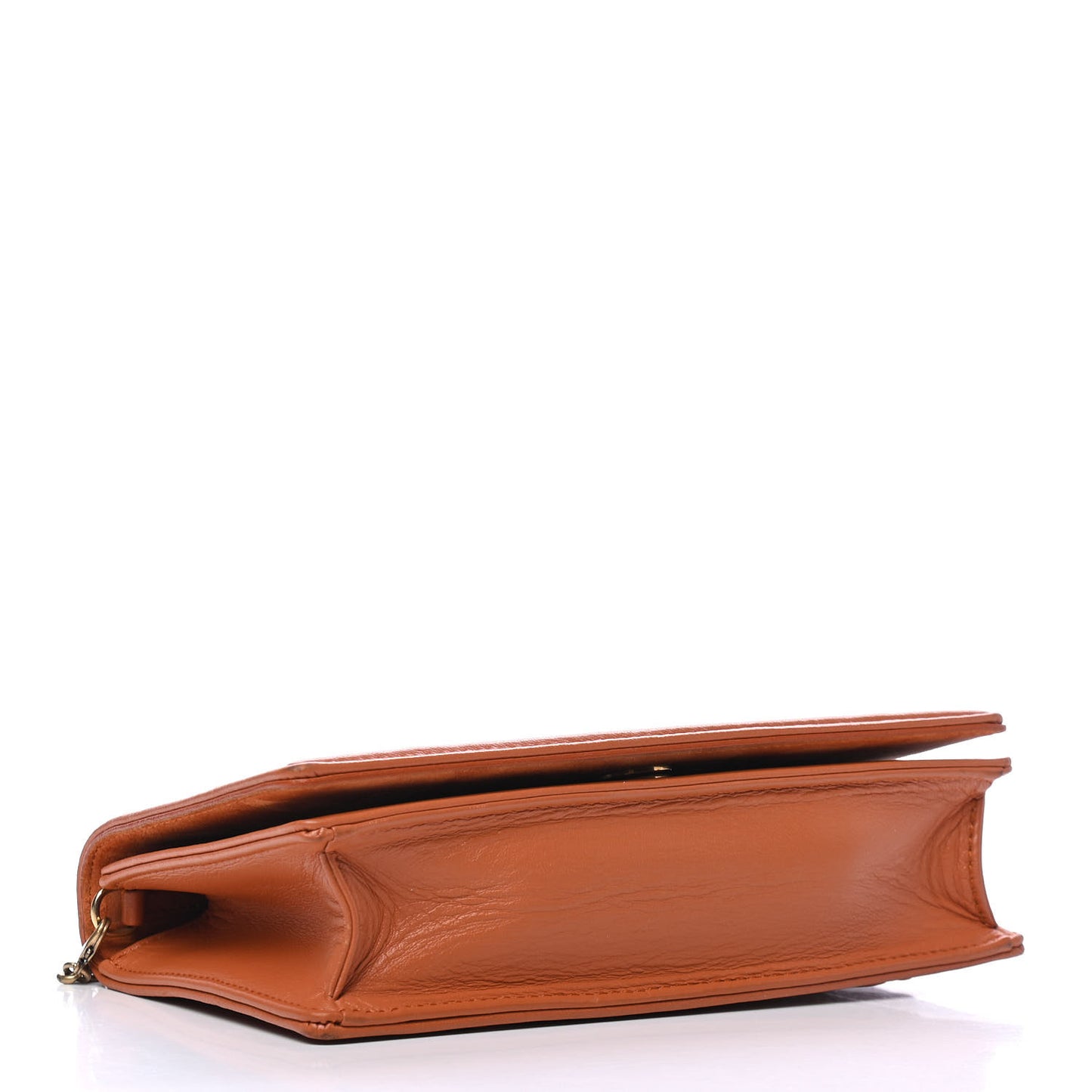 Calfskin Studded Diorama Top Handle Wallet on Chain Pouch Orange