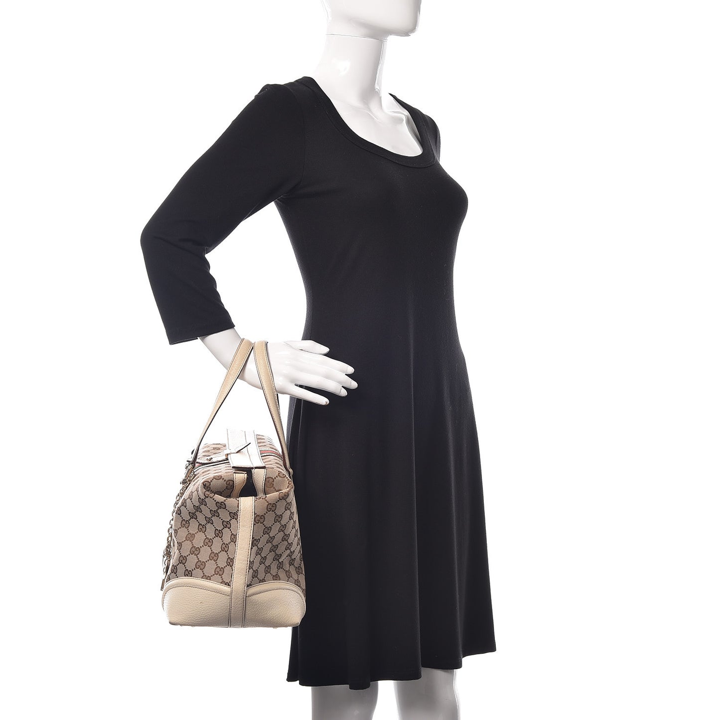 Monogram Web Large Treasure Boston Tote Beige