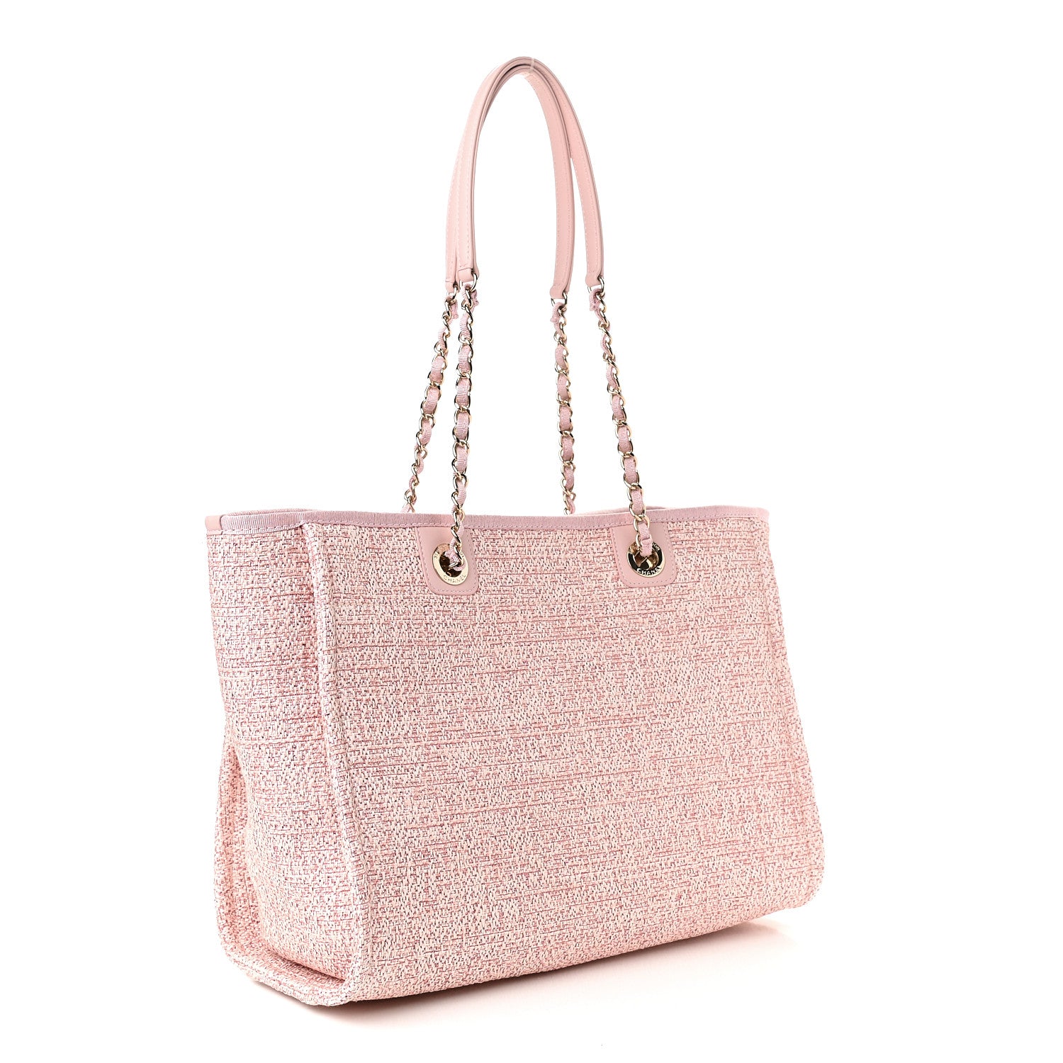 Chanel Lurex Boucle Small Deauville Tote Pink 3 of 9
