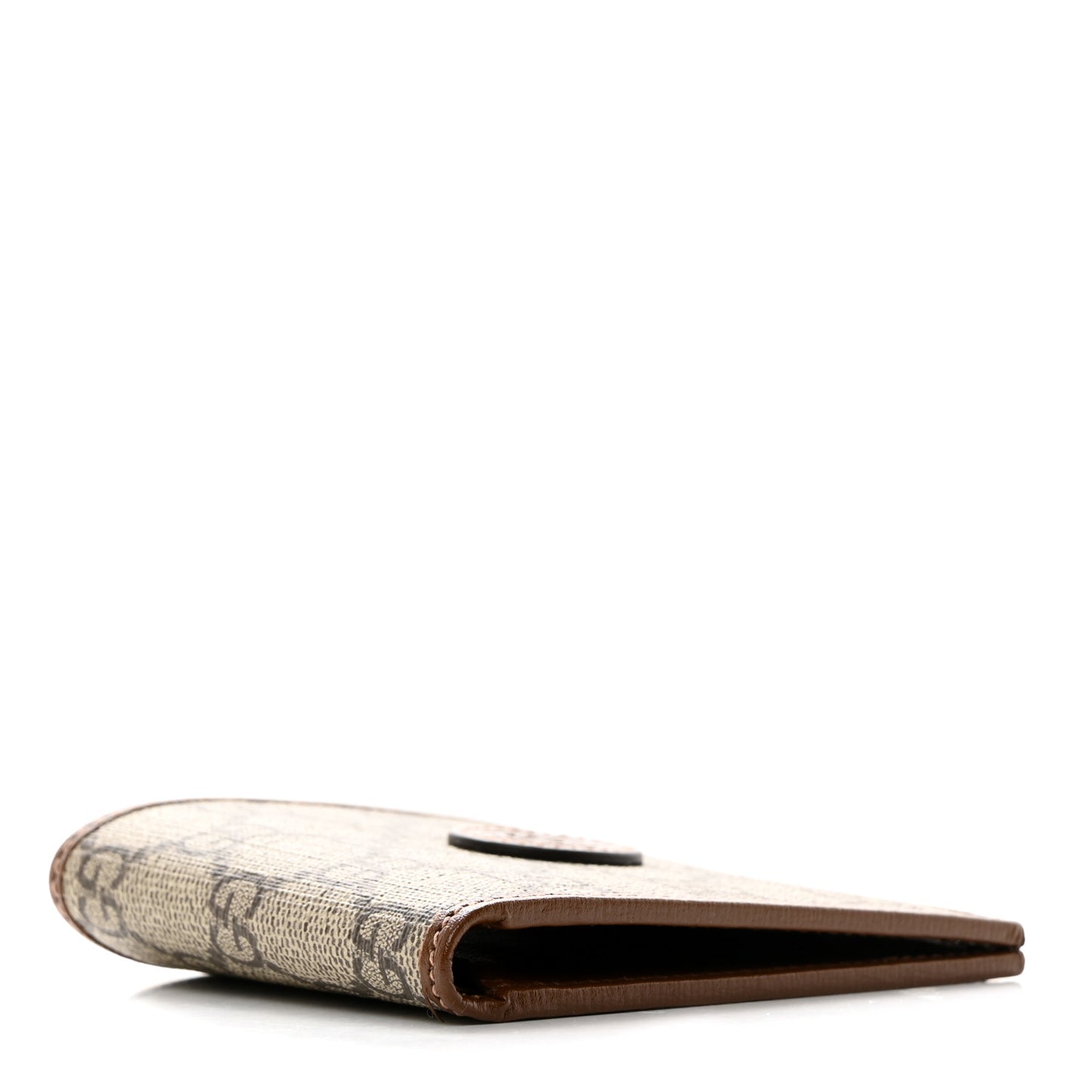 GG Supreme Monogram Azalea Calfskin Retro Interlocking G Bi-Fold Wallet Beige Ebony Brown Sugar