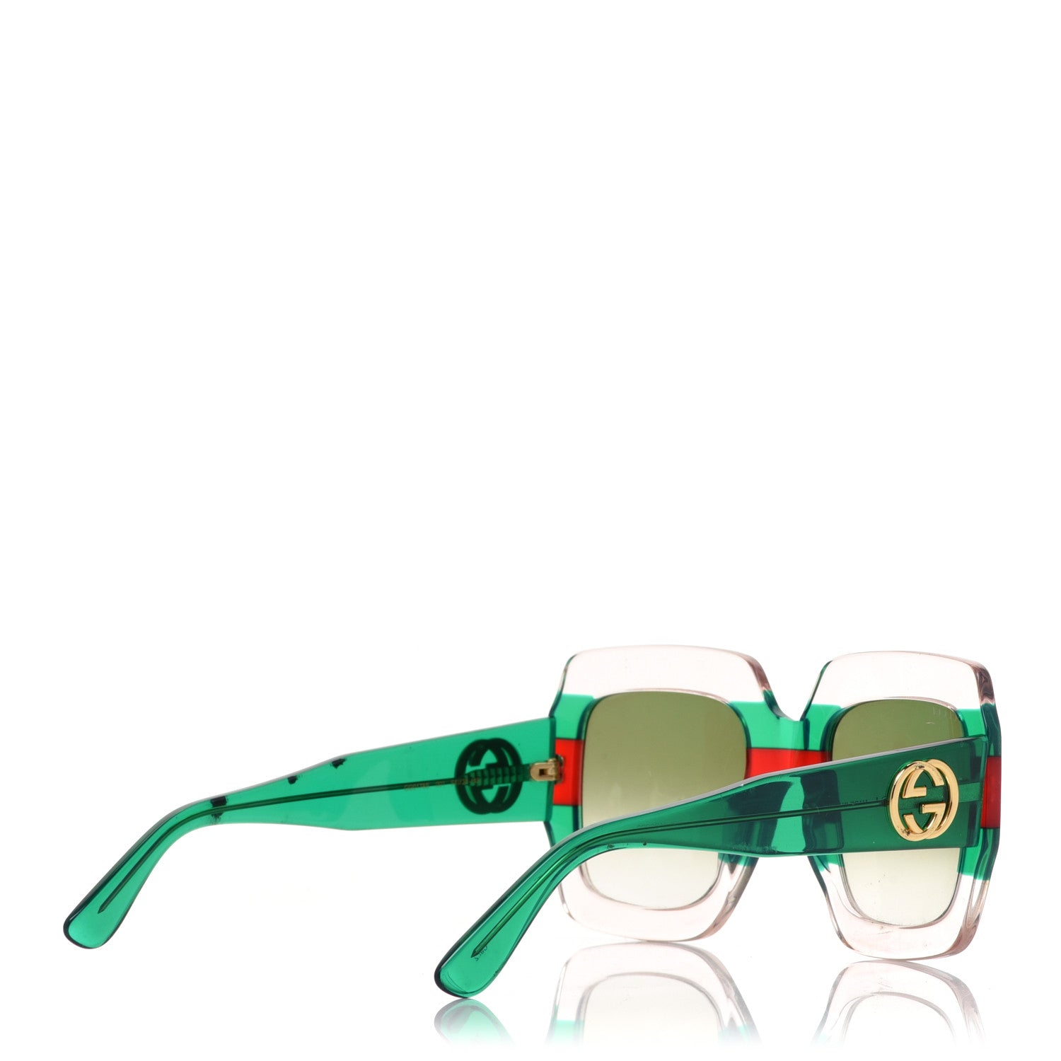 Gucci Square Web Frame GG0178S Sunglasses Green Red 4 of 10