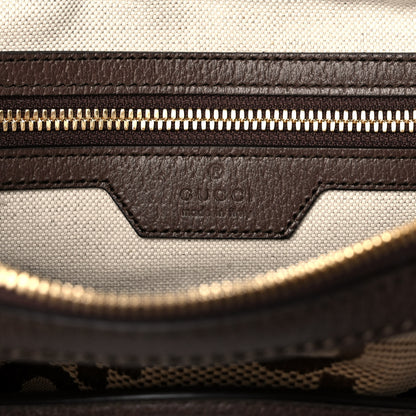 Gucci Monogram Jumbo GG Textured Dollar Calfskin Web Messenger Shoulder Bag Camel Ebony New Acero 6 of 11
