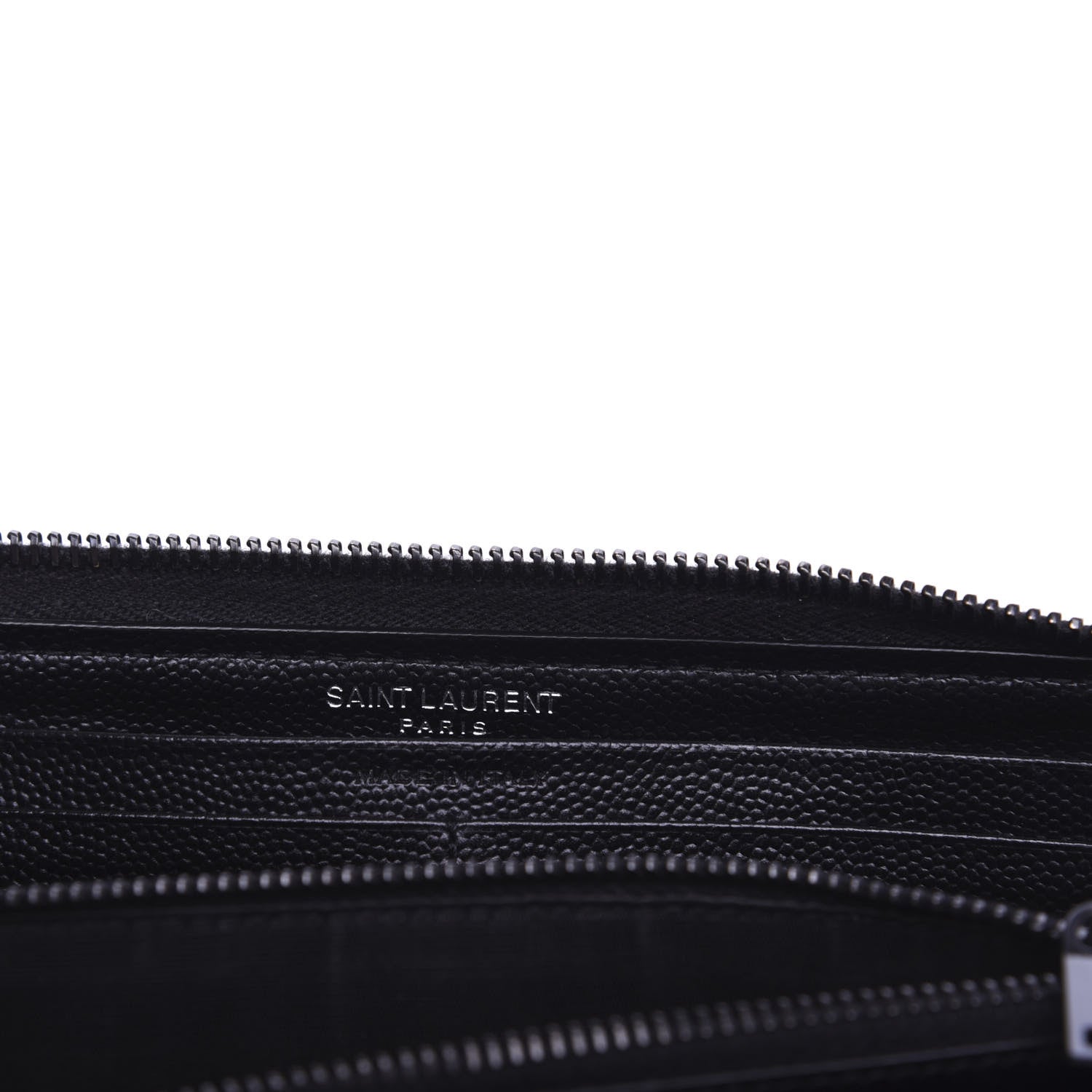 Saint Laurent Grain De Poudre Matelasse Chevron Monogram Zip Around Wallet Black 6 of 7