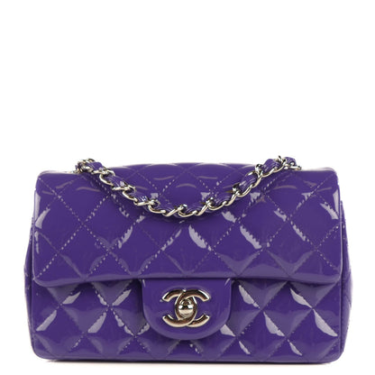 Chanel Patent Quilted Mini Rectangular Flap Purple 1 of 9