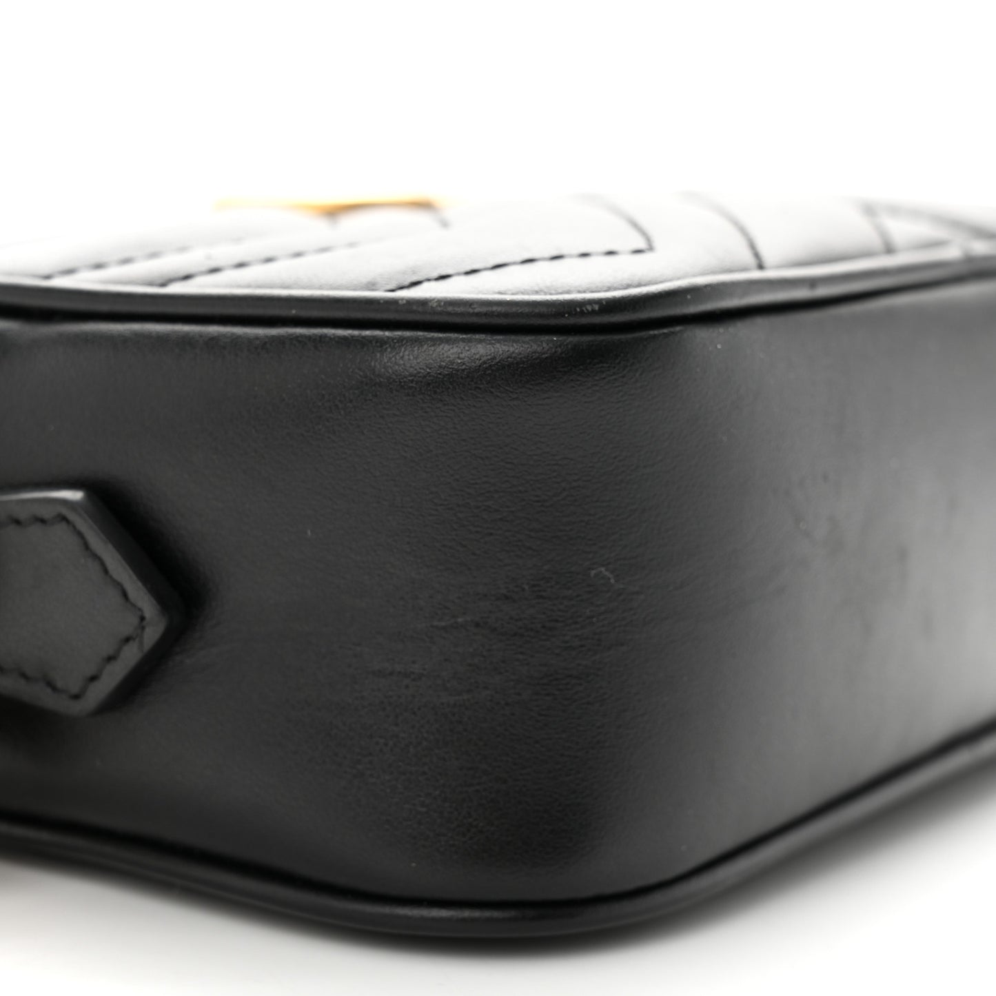 Calfskin Matelasse Mini GG Marmont Chain Shoulder Bag Black